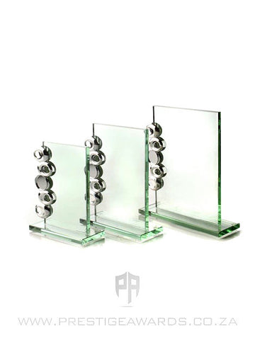 Jade Glass Plaque Trophy with Silver Trim